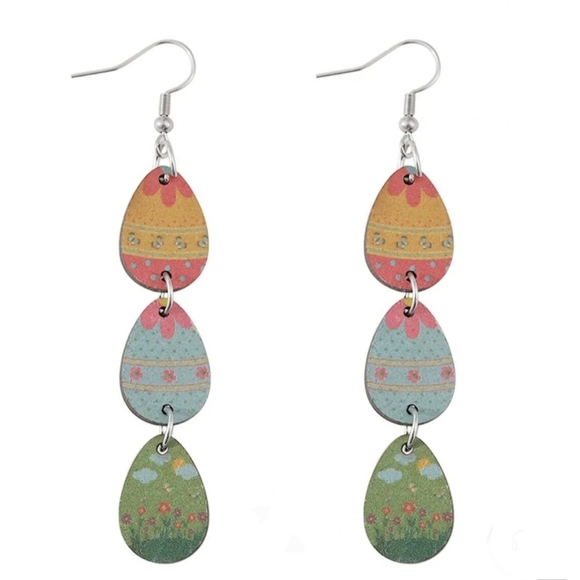 Fashion Jewelry Jewelry - I SHIP FAST Easter Eggs Drop Earrings Wood